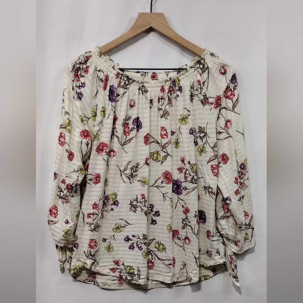 Lauren Ralph Lauren Cream Floral Peasant Blouse